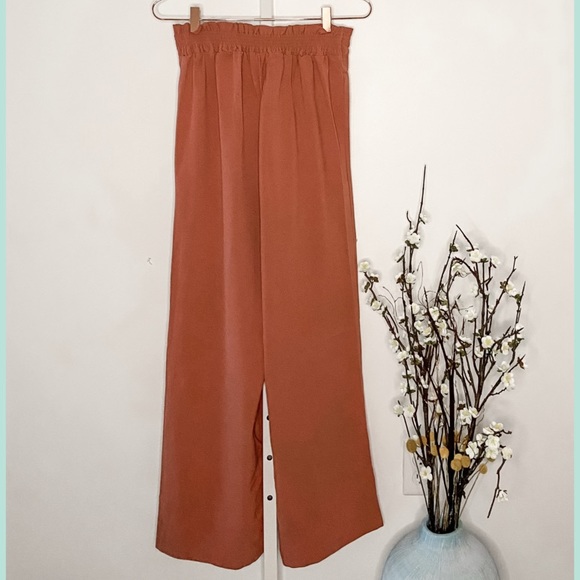 Wide leg pants with tie belt - Picture 2 of 2